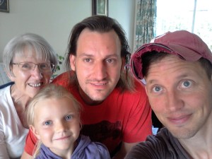 At Mom Ruth's ready to leave for the airport.